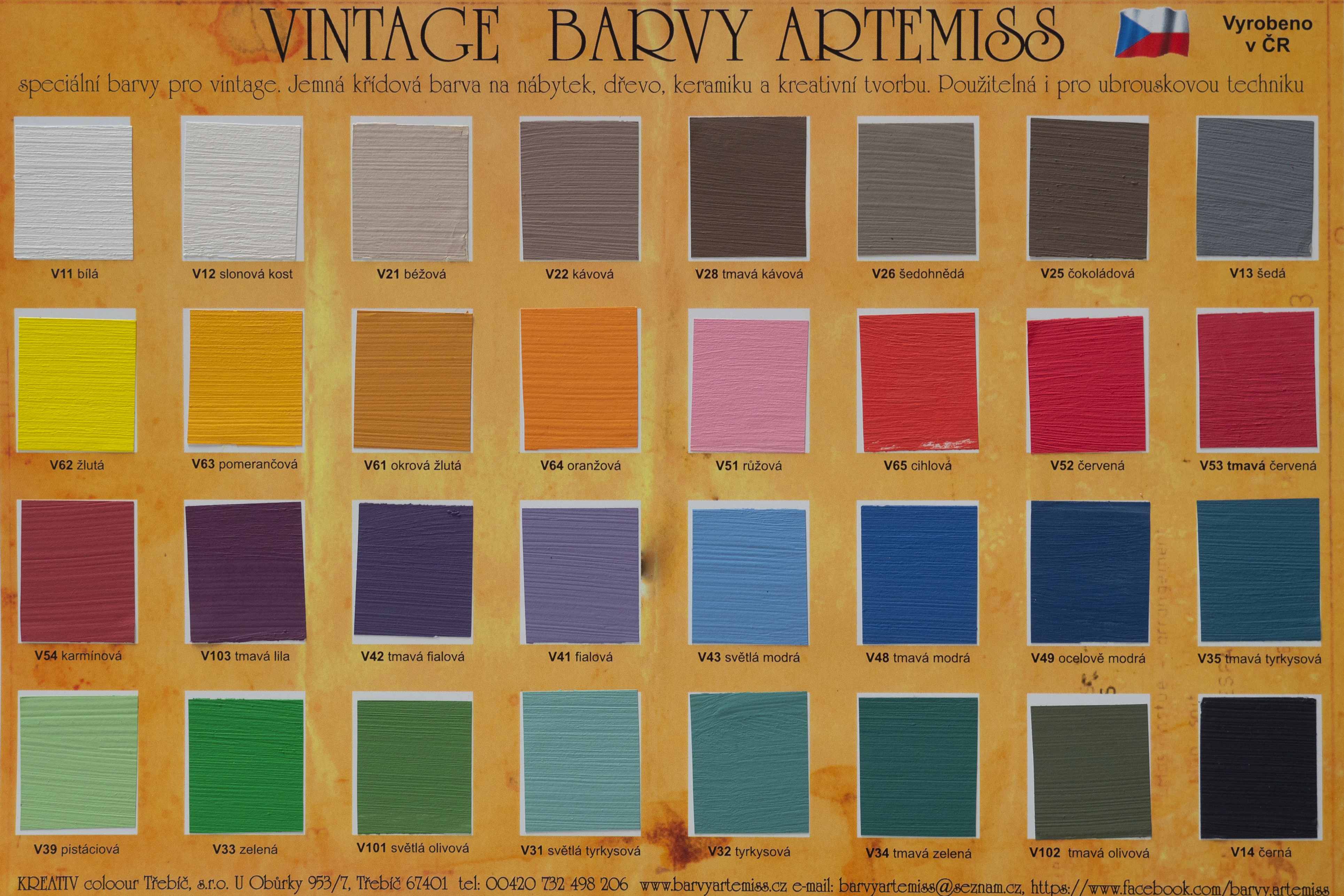 Vzorník vintage barev ARTEMISS